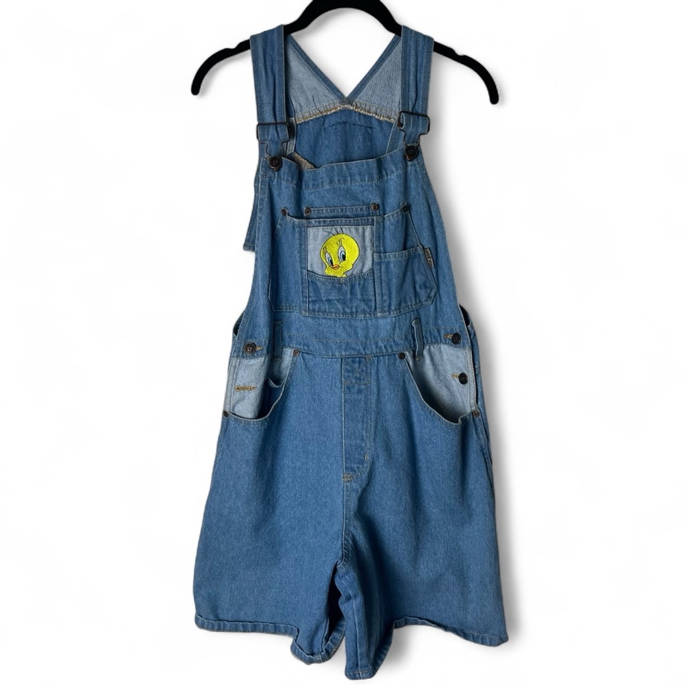 Warner Bros Looney Toons Vintage Tweety Bird Cotton Denim Shortalls Overalls M